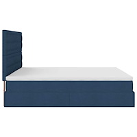 vidaXL Ottoman sängram med madrass blå 180x200 cm tyg