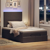 vidaXL Ottoman sängram med madrass mörkbrun 120x190 cm tyg