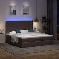 vidaXL Ottoman sängram med madrass mörkbrun 160x200 cm tyg