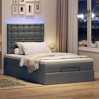 vidaXL Ottoman sängram med madrass mörkgrå 120x190 cm tyg