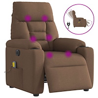 vidaXL Elektrisk massagefåtölj brun tyg