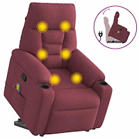 vidaXL Massagefåtölj med uppresningshjälp vinröd tyg