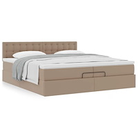 vidaXL Ottoman sängram med madrasser cappuccino 200x200 cm konstläder