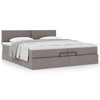 vidaXL Ottoman sängram med madrass taupe 200x200 cm tyg