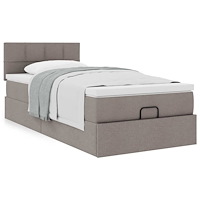 vidaXL Ottoman sängram med madrass taupe 80x200 cm tyg