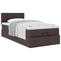 vidaXL Ottoman sängram med madrass mörkbrun 90x190 cm tyg