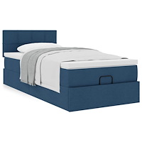 vidaXL Ottoman sängram med madrass blå 90x190 cm tyg