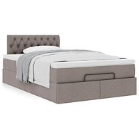 vidaXL Ottoman sängram med madrass taupe 120x190 cm tyg