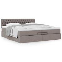 vidaXL Ottoman sängram med madrass taupe 200x200 cm tyg