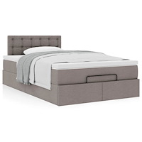 vidaXL Ottoman sängram med madrass taupe 120x190 cm tyg
