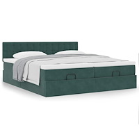 vidaXL Ottoman sängram med madrasser mörkgrön 180x200 cm sammet