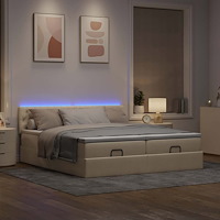 vidaXL Ottoman sängram med madrasser gräddvit 160x200 cm tyg