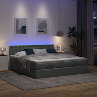 vidaXL Ottoman sängram med madrasser mörkgrå 160x200 cm tyg