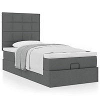vidaXL Ottoman sängram med madrass mörkgrå 80x200 cm tyg