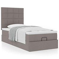 vidaXL Ottoman sängram med madrass taupe 90x190 cm tyg