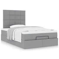 vidaXL Ottoman sängram med madrass ljusgrå 120x190 cm tyg