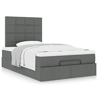 vidaXL Ottoman sängram med madrass mörkgrå 120x190 cm tyg