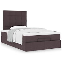 vidaXL Ottoman sängram med madrass mörkbrun 120x190 cm tyg