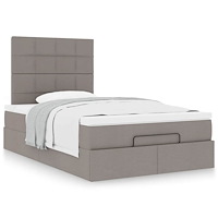 vidaXL Ottoman sängram med madrass taupe 120x190 cm tyg