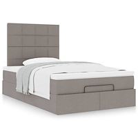 vidaXL Ottoman sängram med madrass taupe 120x200 cm tyg