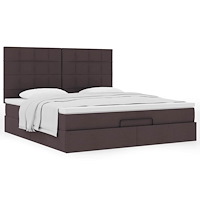 vidaXL Ottoman sängram med madrass mörkbrun 180x200 cm tyg