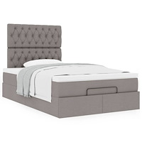 vidaXL Ottoman sängram med madrass taupe 120x200 cm tyg
