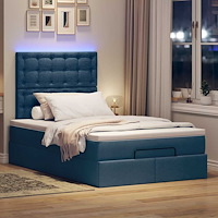 vidaXL Ottoman sängram med madrass blå 120x190 cm tyg
