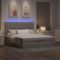 vidaXL Ottoman sängram med madrasser taupe 200x200 cm tyg