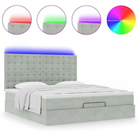 vidaXL Ottoman sängram med madrasser ljusgrå 200x200 cm sammet