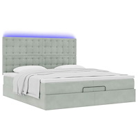vidaXL Ottoman sängram med madrasser ljusgrå 200x200 cm sammet
