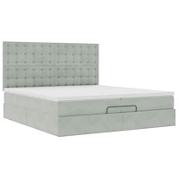 vidaXL Ottoman sängram med madrasser ljusgrå 200x200 cm sammet