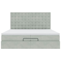 vidaXL Ottoman sängram med madrasser ljusgrå 200x200 cm sammet