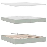 vidaXL Ottoman sängram med madrasser ljusgrå 200x200 cm sammet