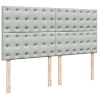 vidaXL Ottoman sängram med madrasser ljusgrå 200x200 cm sammet