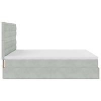 vidaXL Ottoman sängram med madrasser ljusgrå 200x200 cm sammet