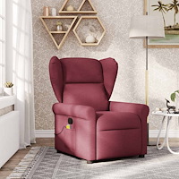 vidaXL Massagefåtölj vinröd tyg