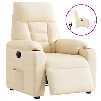 vidaXL Elektrisk reclinerfåtölj beige mikrofibertyg