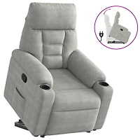 vidaXL Reclinerfåtölj med uppresningshjälp ljusgrå mikrofibertyg