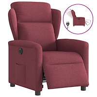 vidaXL Elektrisk reclinerfåtölj vinröd tyg