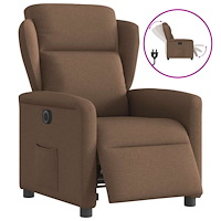 vidaXL Elektrisk reclinerfåtölj Brun tyg