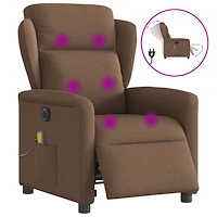 vidaXL Elektrisk massagefåtölj brun tyg