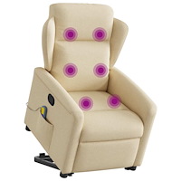 vidaXL Massagefåtölj med uppresningshjälp gräddvit tyg