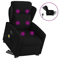 vidaXL Elektrisk massagefåtölj med uppresningshjälp svart tyg
