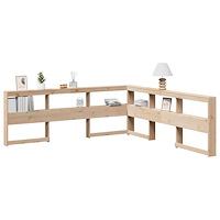 vidaXL Bokhylla sänggavel L-formad 200 cm massiv furu