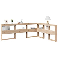 vidaXL Bokhylla sänggavel L-formad 160 cm massiv furu