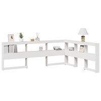 vidaXL Bokhylla sänggavel L-formad vit 160 cm massiv furu