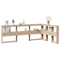 vidaXL Bokhylla sänggavel L-formad 120 cm massiv furu