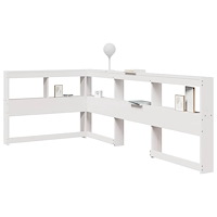 vidaXL Bokhylla sänggavel L-formad vit 75 cm massiv furu