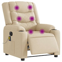 vidaXL Elektrisk massagefåtölj gräddvit tyg