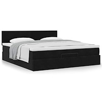 vidaXL Ottoman sängram med madrass svart 160x200 cm sammet